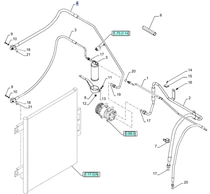87666193 - Трубка конд. T7/Pm.